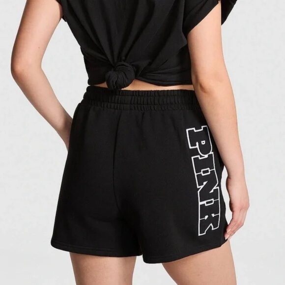 PINK Victoria's Secret Pants - Victoria's Secret Pink - L Shorts Black Sweats Classic Fleece Logo High Rise New